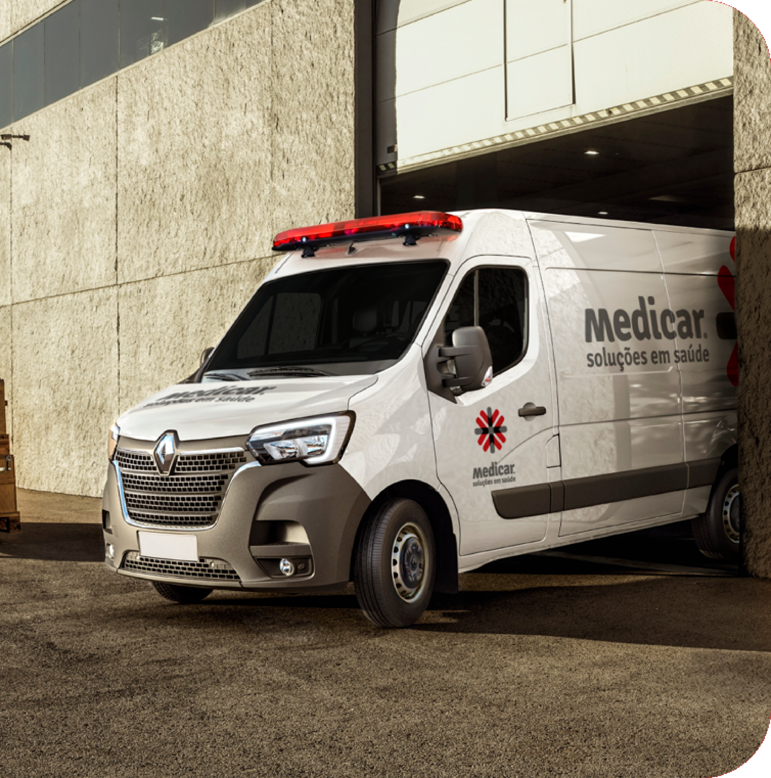 ambulância da Medicar equipada para locação empresarial